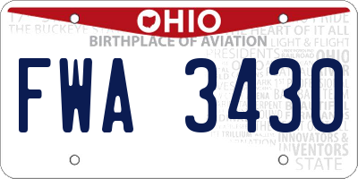 OH license plate FWA3430