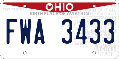OH license plate FWA3433