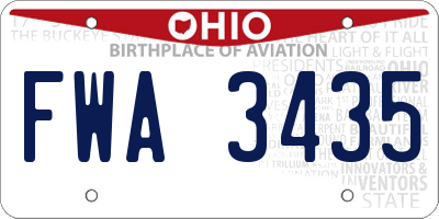 OH license plate FWA3435