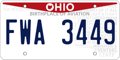 OH license plate FWA3449