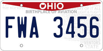 OH license plate FWA3456