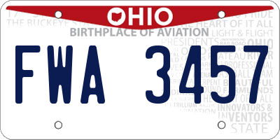 OH license plate FWA3457