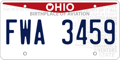 OH license plate FWA3459