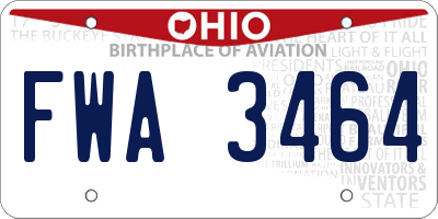 OH license plate FWA3464