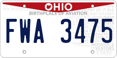 OH license plate FWA3475