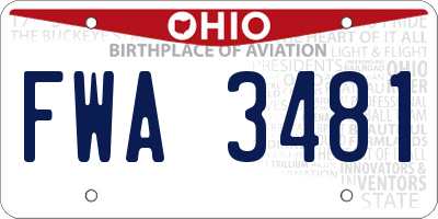 OH license plate FWA3481