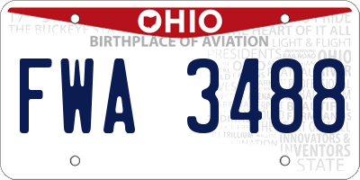 OH license plate FWA3488