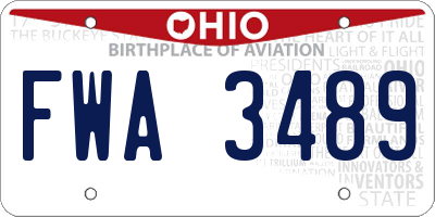 OH license plate FWA3489