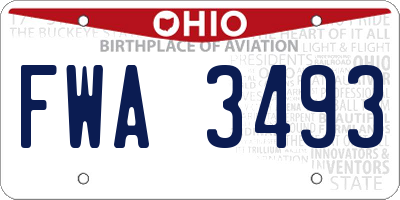 OH license plate FWA3493