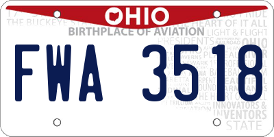 OH license plate FWA3518