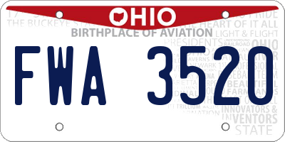 OH license plate FWA3520