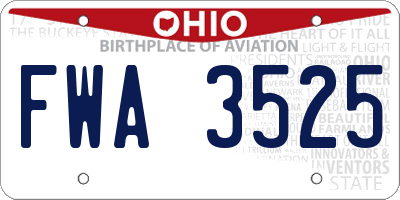 OH license plate FWA3525