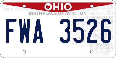 OH license plate FWA3526