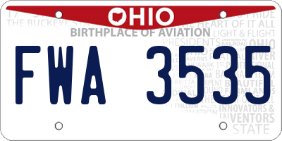 OH license plate FWA3535