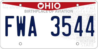 OH license plate FWA3544
