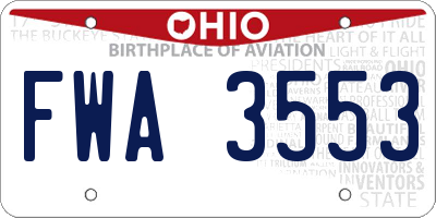 OH license plate FWA3553