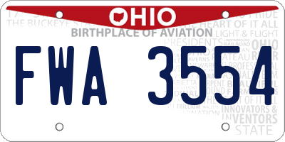OH license plate FWA3554