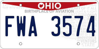 OH license plate FWA3574