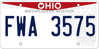 OH license plate FWA3575