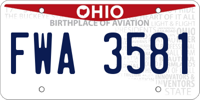 OH license plate FWA3581