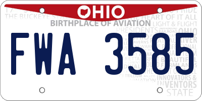 OH license plate FWA3585