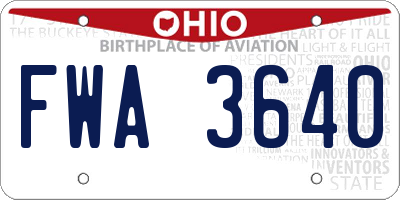 OH license plate FWA3640