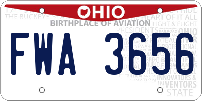 OH license plate FWA3656