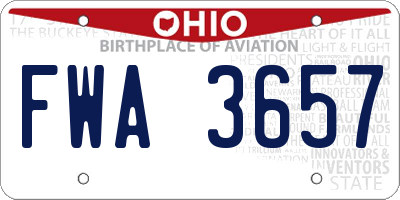 OH license plate FWA3657