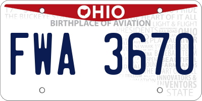 OH license plate FWA3670