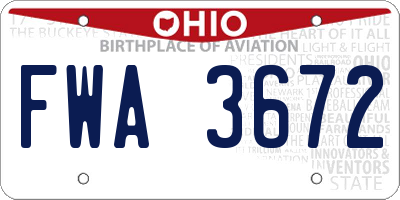 OH license plate FWA3672