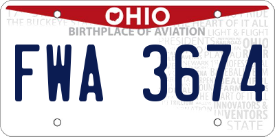OH license plate FWA3674