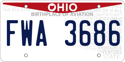 OH license plate FWA3686