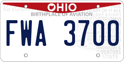 OH license plate FWA3700