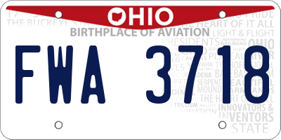 OH license plate FWA3718