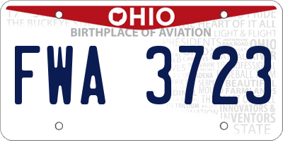 OH license plate FWA3723