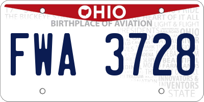 OH license plate FWA3728