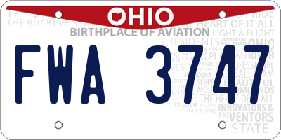 OH license plate FWA3747