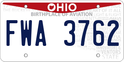 OH license plate FWA3762
