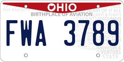 OH license plate FWA3789
