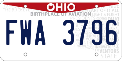 OH license plate FWA3796