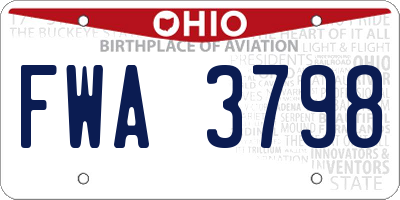 OH license plate FWA3798
