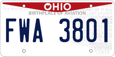 OH license plate FWA3801