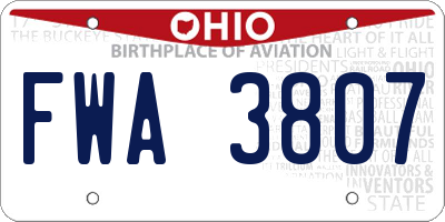 OH license plate FWA3807