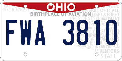 OH license plate FWA3810