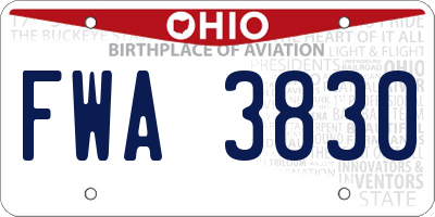 OH license plate FWA3830