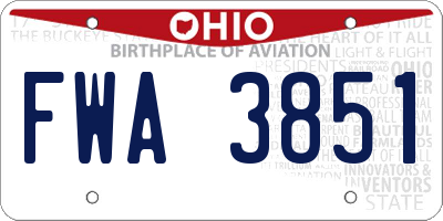 OH license plate FWA3851