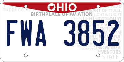OH license plate FWA3852
