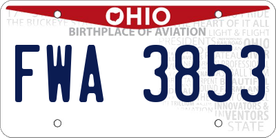 OH license plate FWA3853