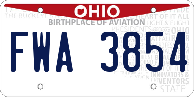 OH license plate FWA3854