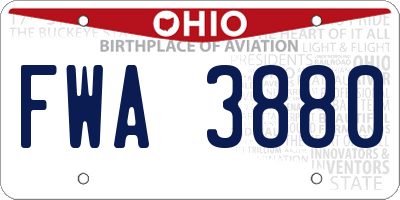 OH license plate FWA3880